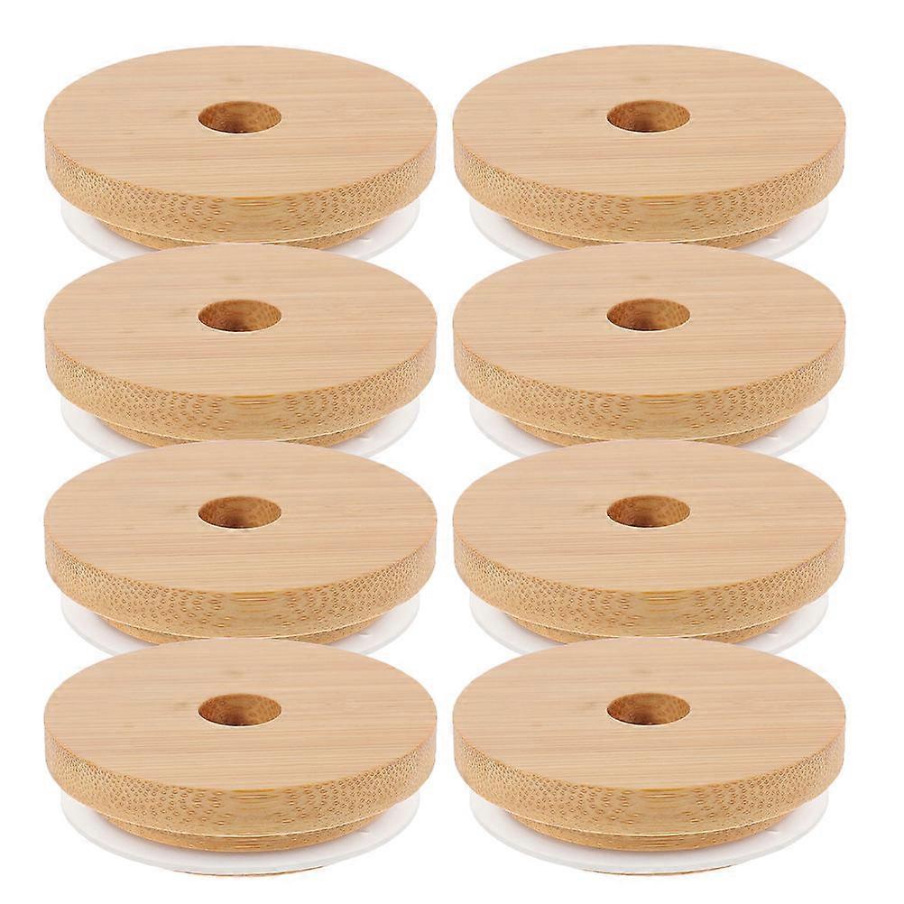 Jar Lid with Straw Hole Mason Jar Wood Covers for Bottle Use 16Pcs