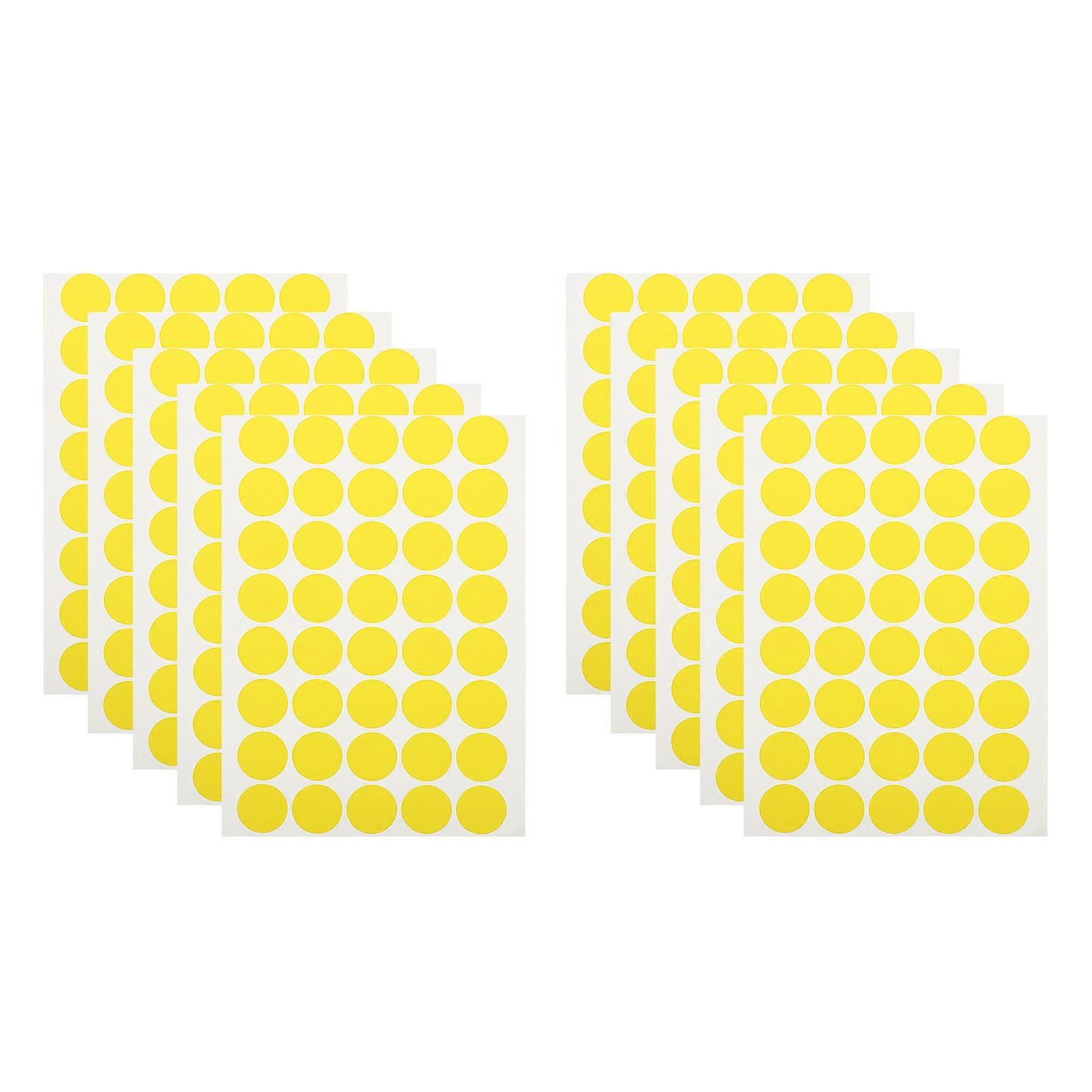 Adhesive Dots Stickers Round Label Stickers Yellow Diameter 25mm Writable Surface 10 Sheets