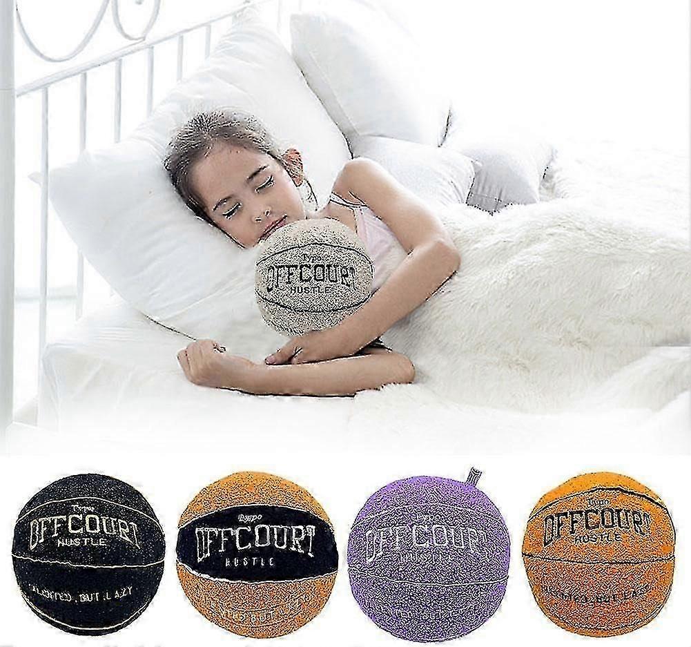 Offcourt Basketball Plush Toy, 25cm 3d Basketball Throw For Children's Decoration, Fuzzy Plush Toy For Kids