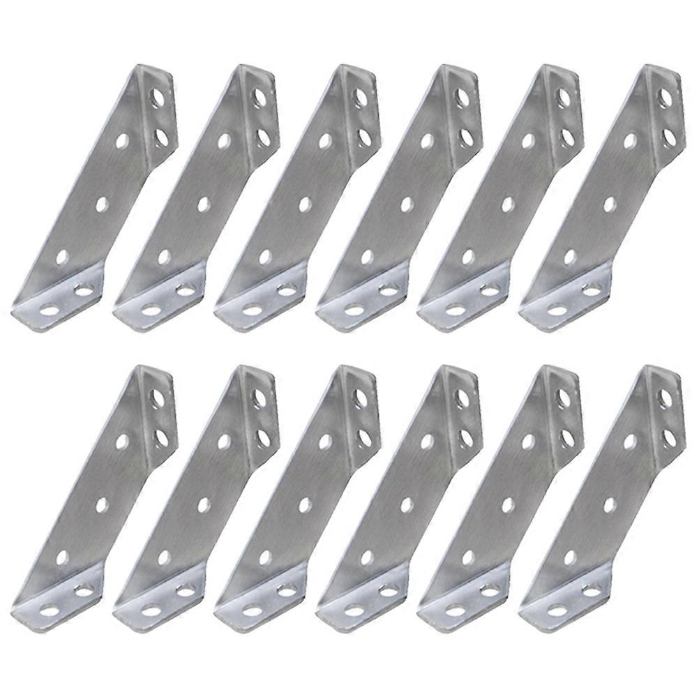 Silver Corner Bracket Trapezoid Angle Brace for Fixing Use 12Pcs