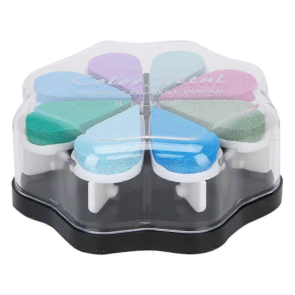 8 Colors Petal Shape Schedule Book Scrapbook Colorful DIY Stamp Ink Pad Painting Accessory1005 Mist
