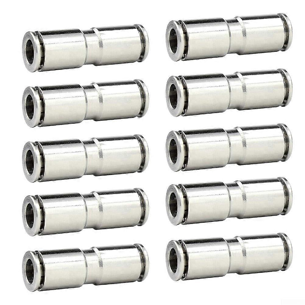 10 Pack Hose Connectors Nickel Plated Brass Push To Connect Fittings For Pneumatic Use PU4