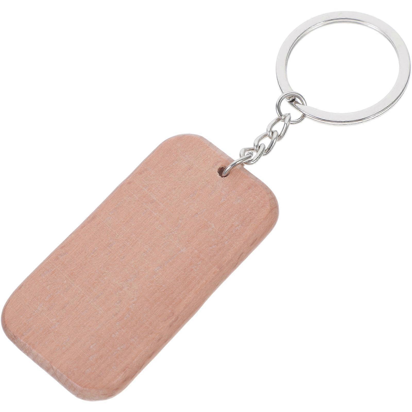 Wooden Keychain Blanks for DIY Crafting with 10Pcs Engravable Tags