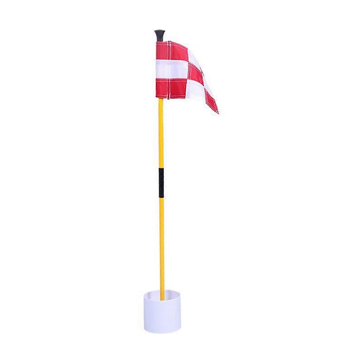 Red and white Golf green flag, colorful two-section checkered