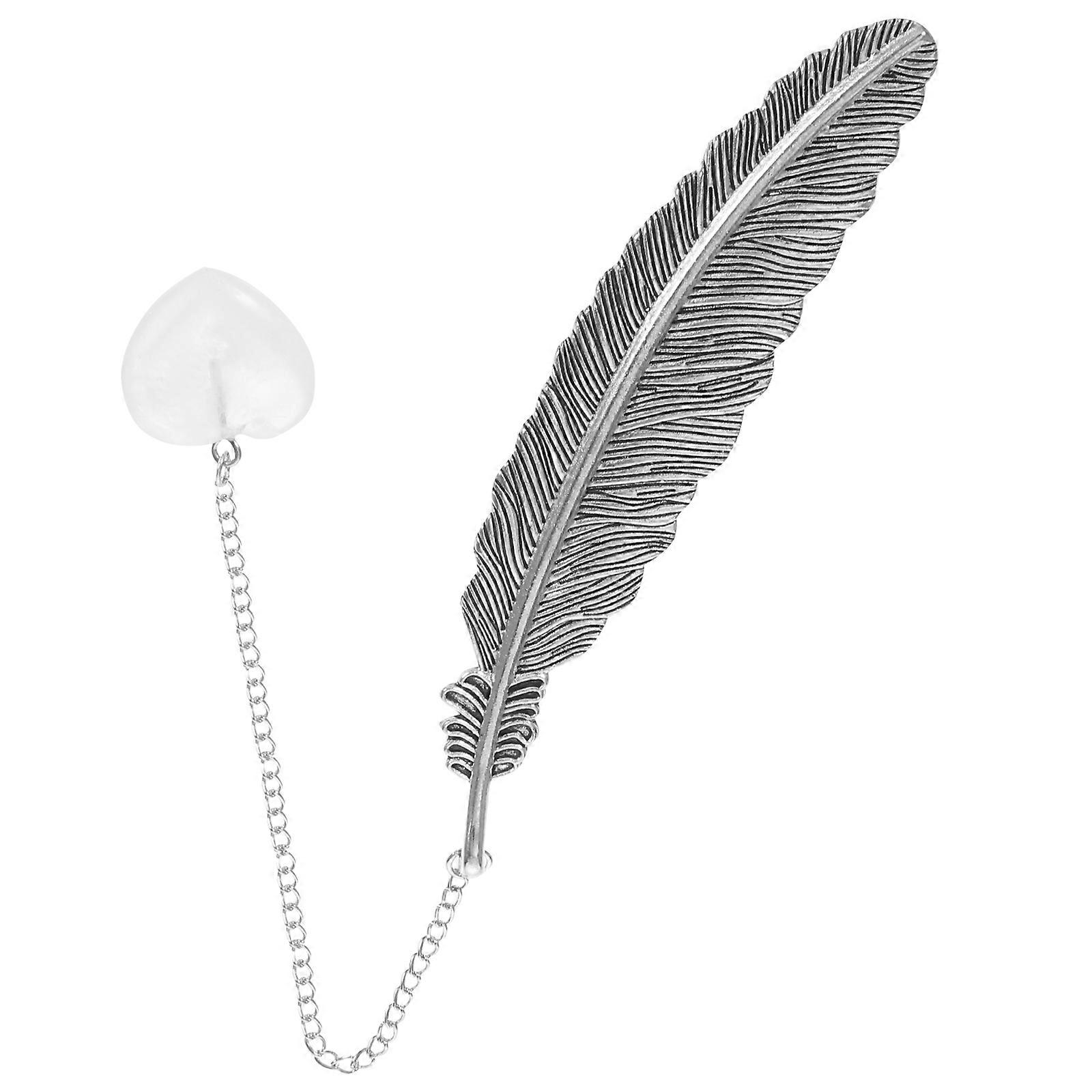 Bookmarks Plume Shape Bookmark for Reading 2Pcs Silver Crystal Metal