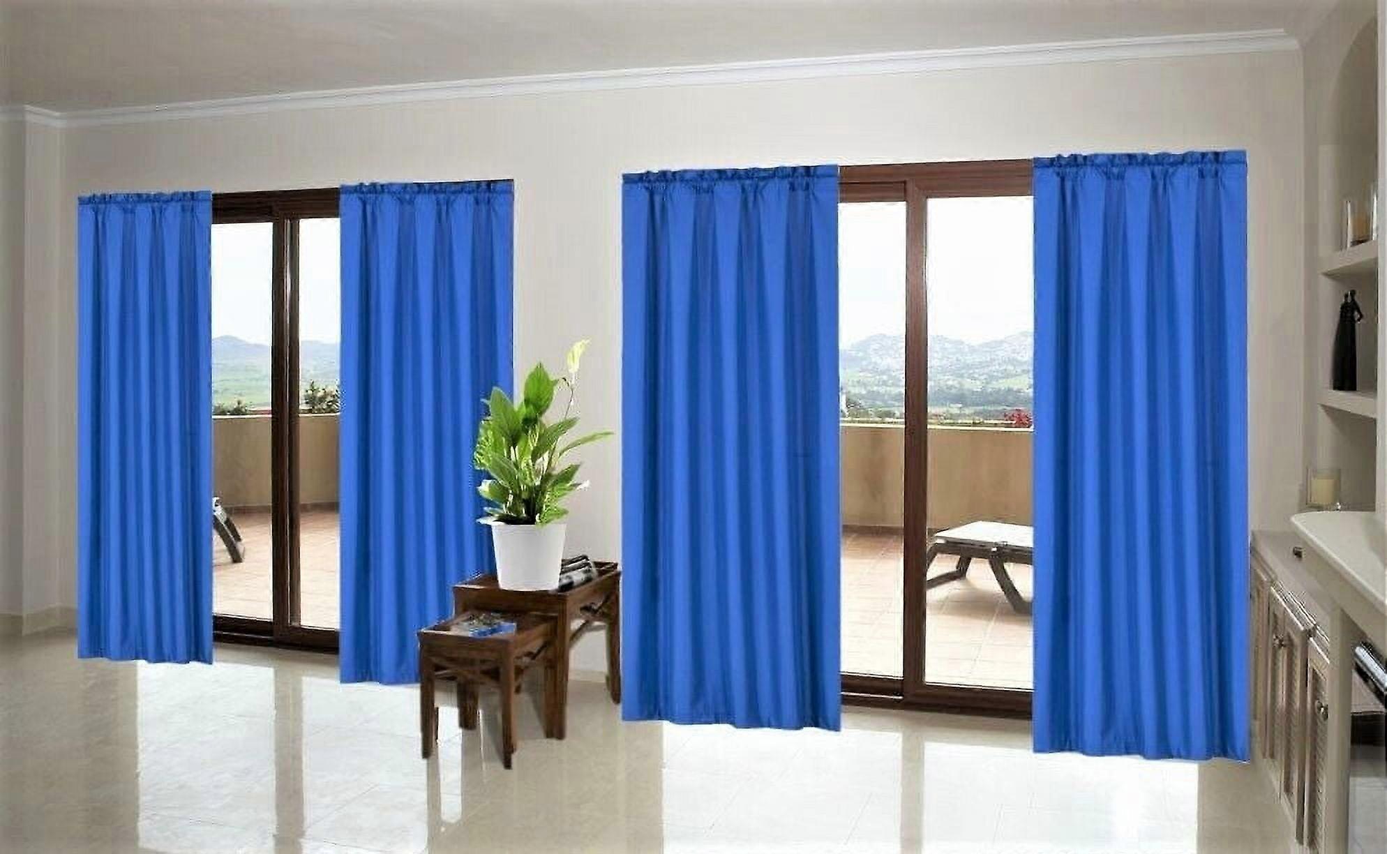 R64 2-Piece Thermal Blackout Curtains with Foam Lining, Matte Smooth Finish, 63" Royal Blue, Compatible with Standard Rods