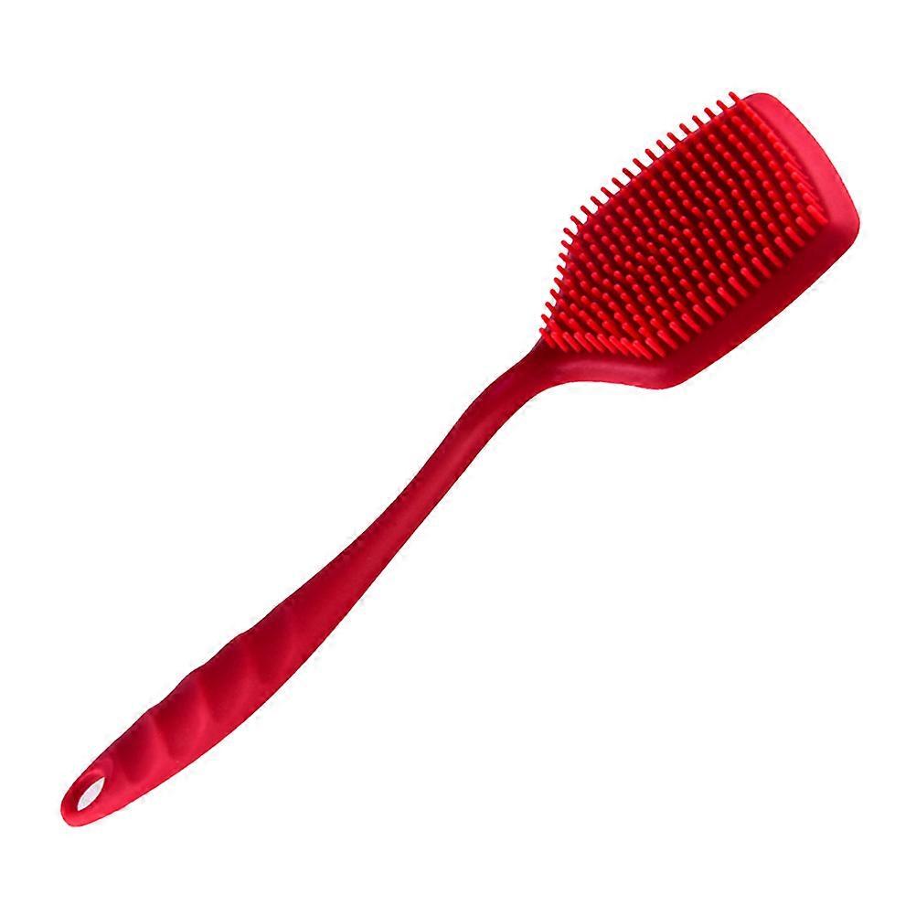 Silicone Scrubber Long Handle Dish Brush for Cleaning 2Pcs Black Pair