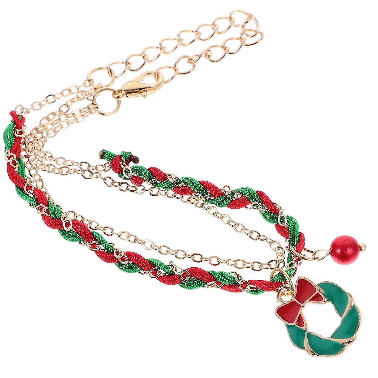 Xmas Hand Chain Woven Bracelet For Men Women Rectangular 2Pcs