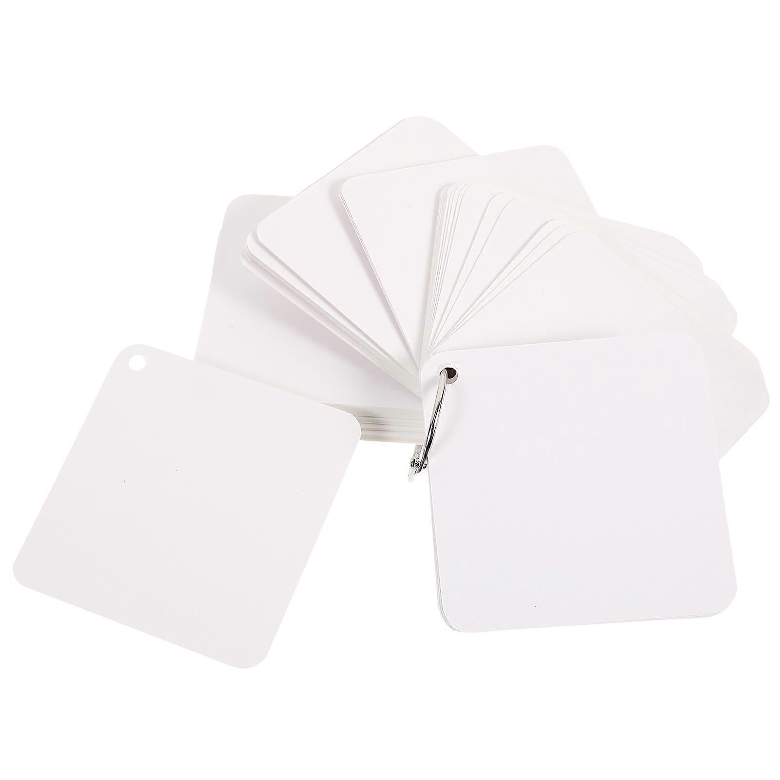 Multipurpose Blank Flash Cards For Note Taking 3 Sets With Binder Rings Ideal For School 9.8X9.8CM White
