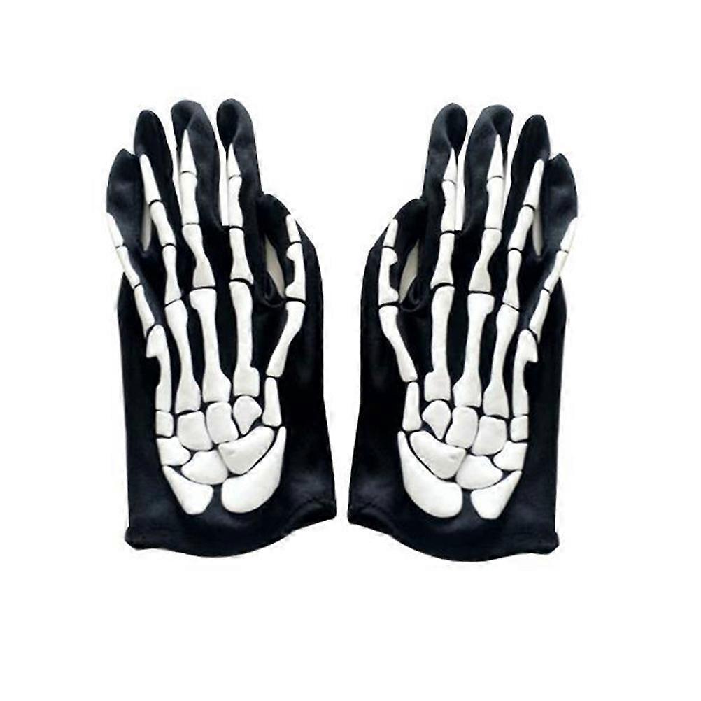 Halloween Gloves Socks Set Costume Long Bone Print Gloves and Socks 4Pairs