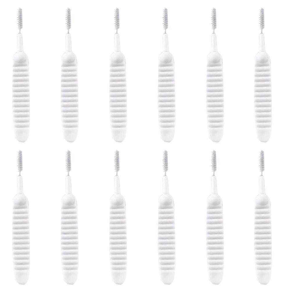 Multifunction Mini Brush Practical Shower Phone Hole Cleaning Tool Cylindrical White 6.7x0.5cm Unclogging 30Pcs