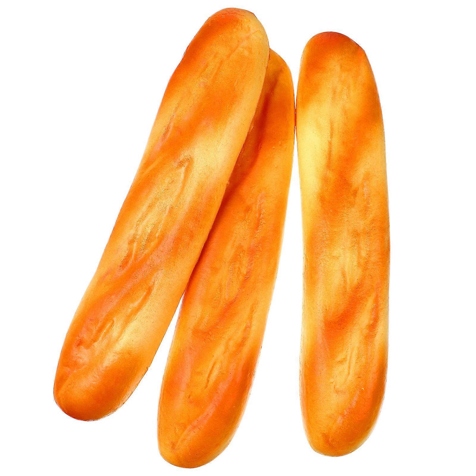 Realistic Long Bread Photography Props PU Artificial Food for 3Pcs Use