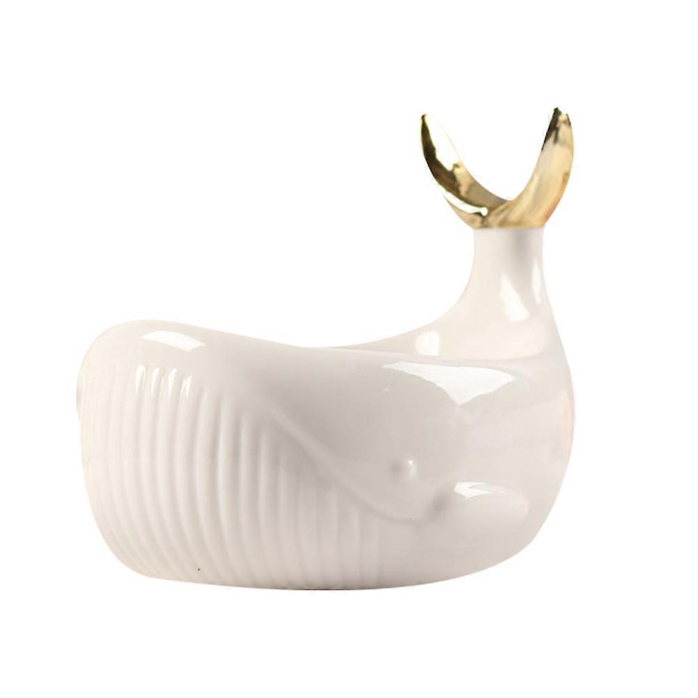 White Ceramic Soap Dish Nordic Whale for Drain Soap Tray 2Pcs