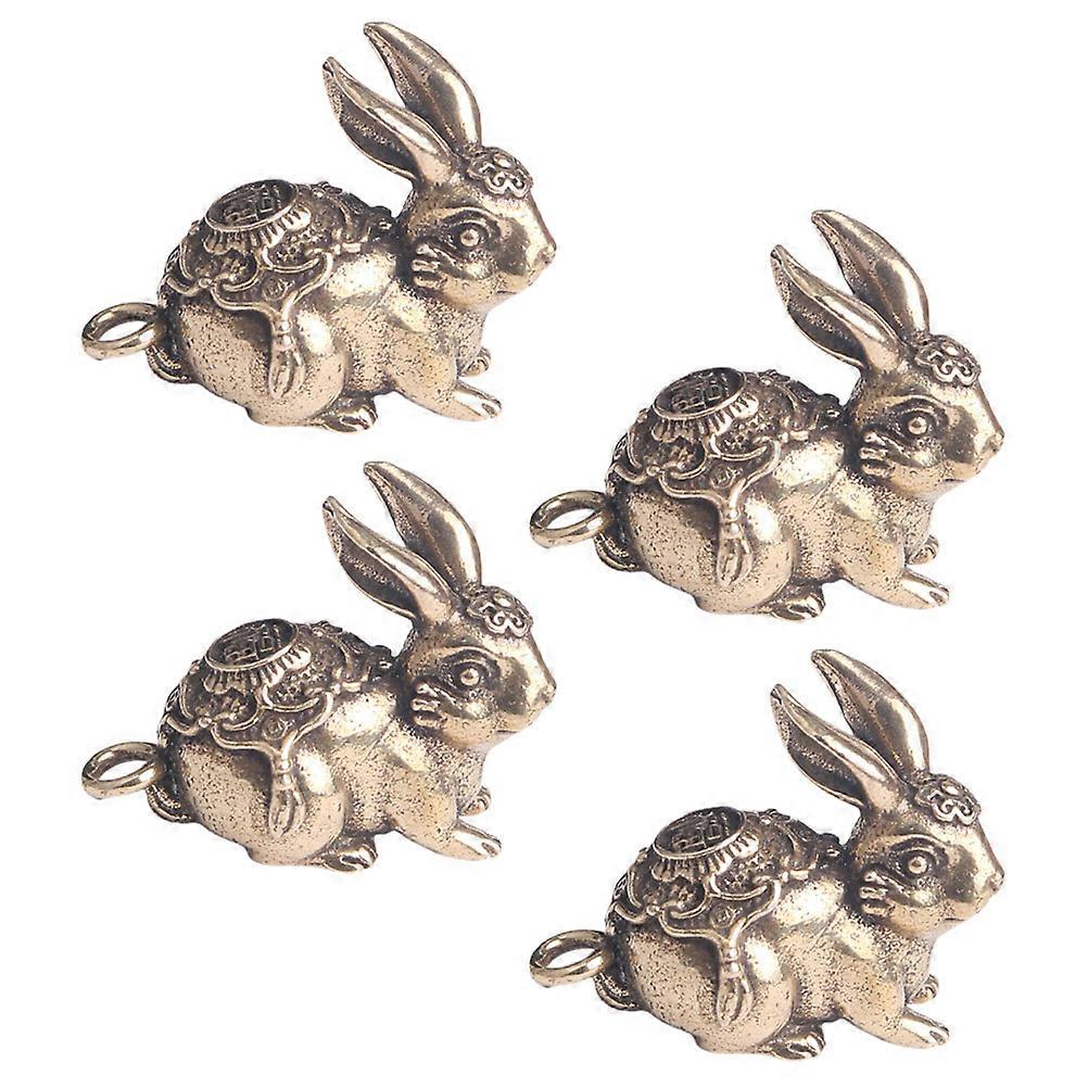 Golden Rabbit Shape Charms 8 Pcs DIY Adornment Keychain Decor For Handicraft Enthusiasts Unique Retro Design