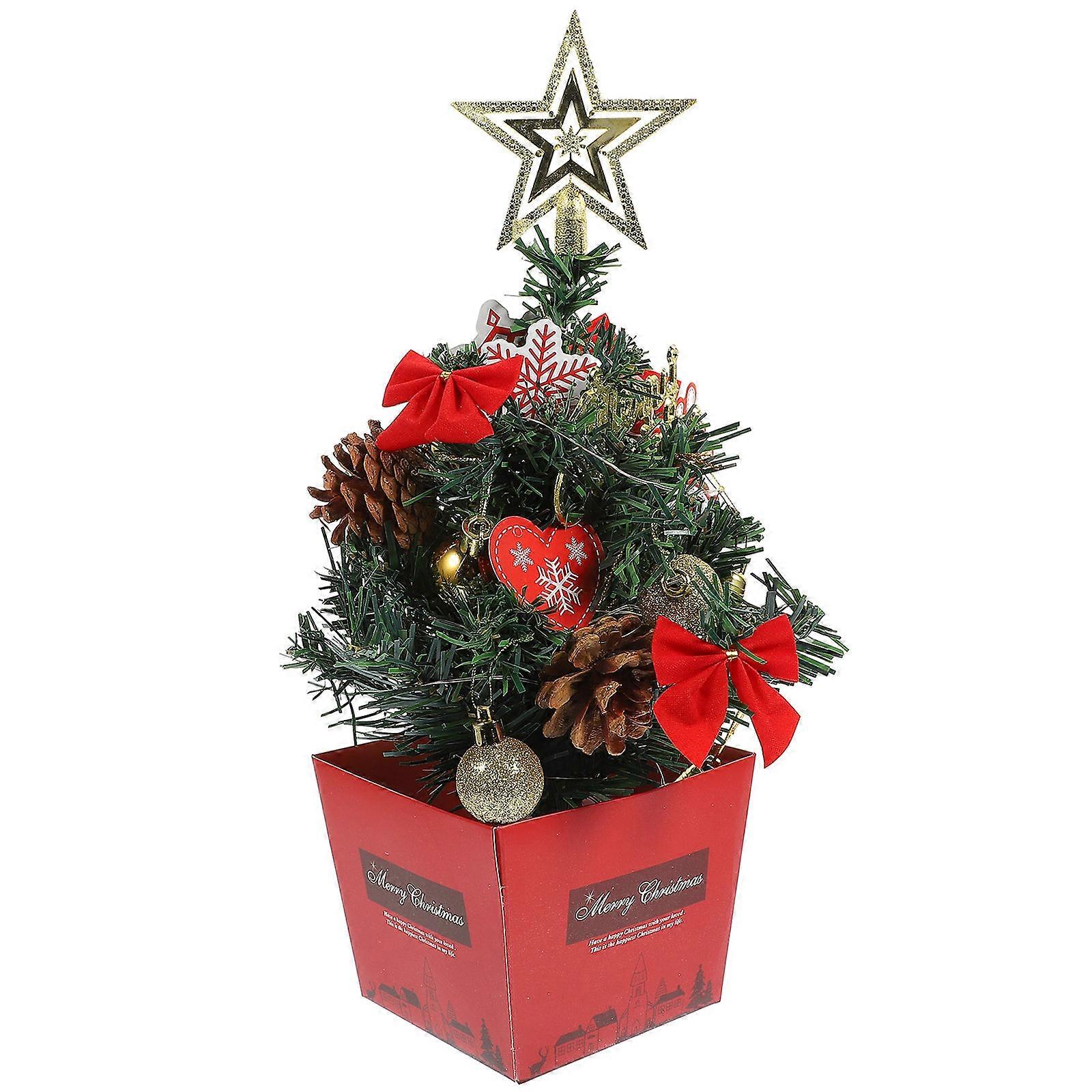 Multi Color Light Up Xmas Tree Craft for Desktop Decor 4Pcs Small Christmas Tree