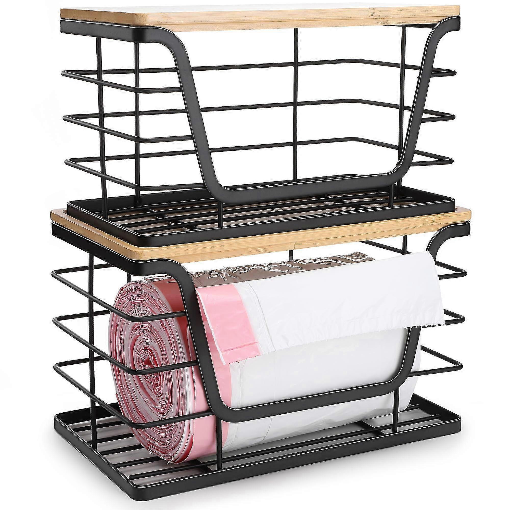 1 bundle bamboo top wall mounted storage stackable kitchen laundry organizers large size 26-27s