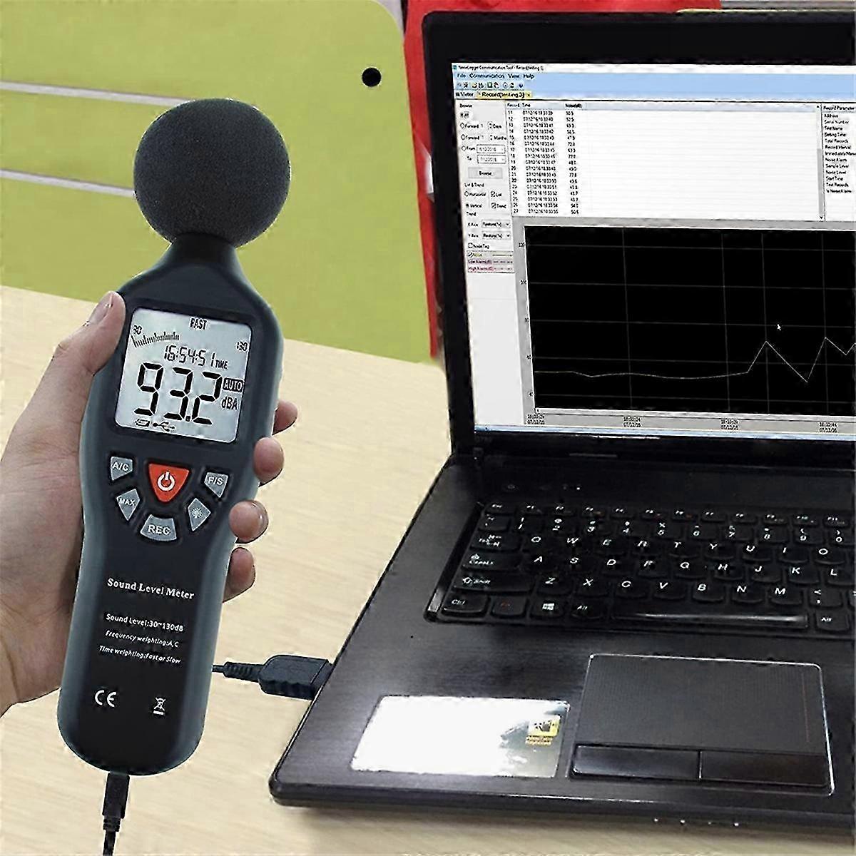 Precision Decibel Meter for Noise Monitoring, 30-130dB Sound Level Recorder with High Accuracy