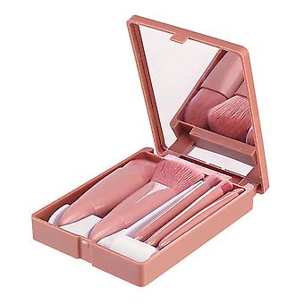 Juego de pinceles de maquillaje de 5 piezas, conjunto de pinceles de caja de espejo, rubor portátil ...