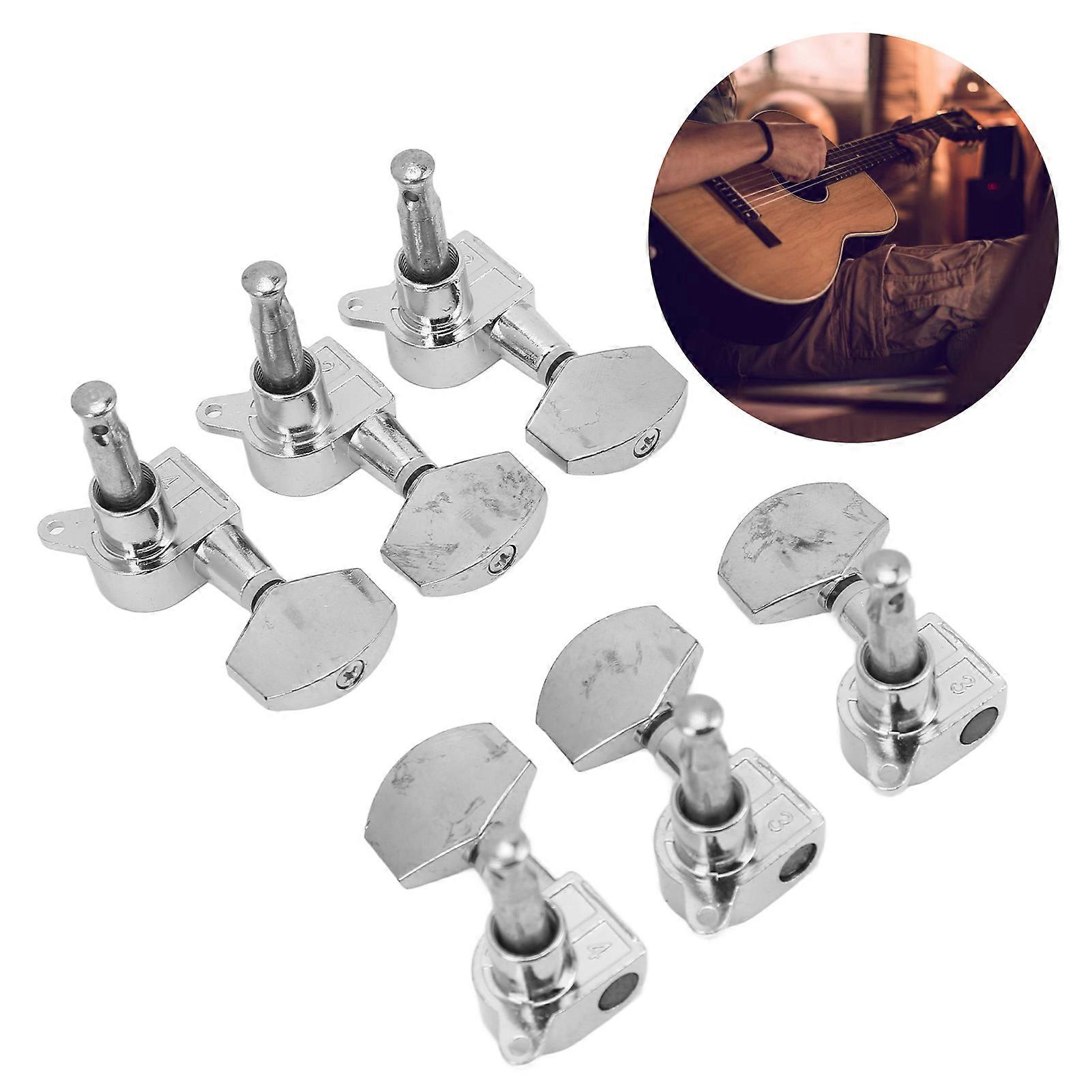 Silver Zinc Alloy Guitar String Tuning Keys with Screws Nuts Washer