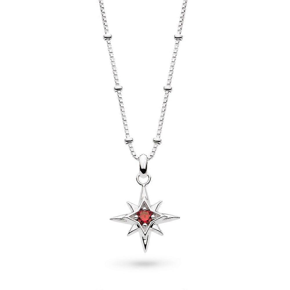 Kit Heath Céleste July Aurora Birthstone Ruby Rhodium Plated Ball Chain 18" Necklace 90459SR