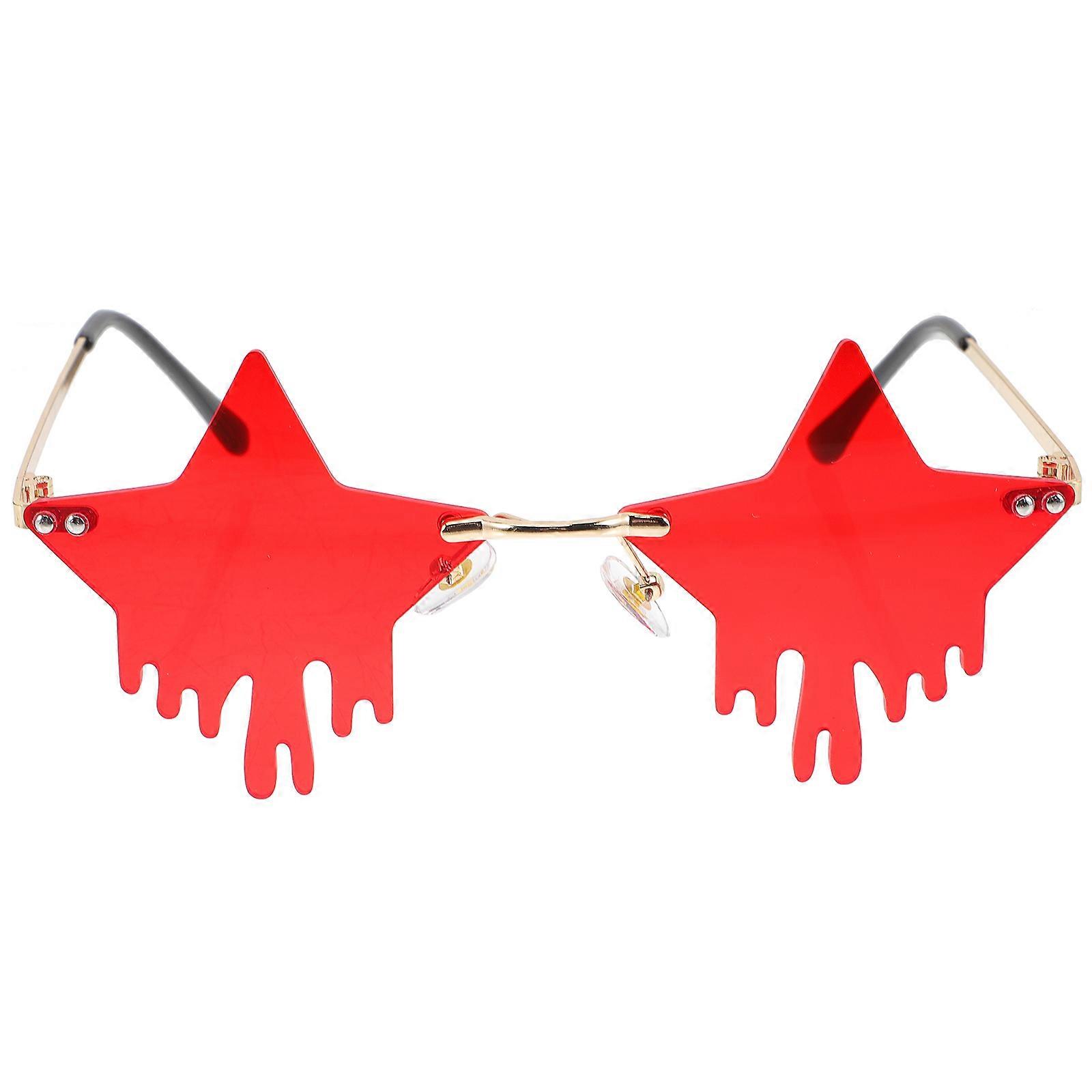 Rimless Sunglasses Star Shape for Decoration Use with 4Pairs Red