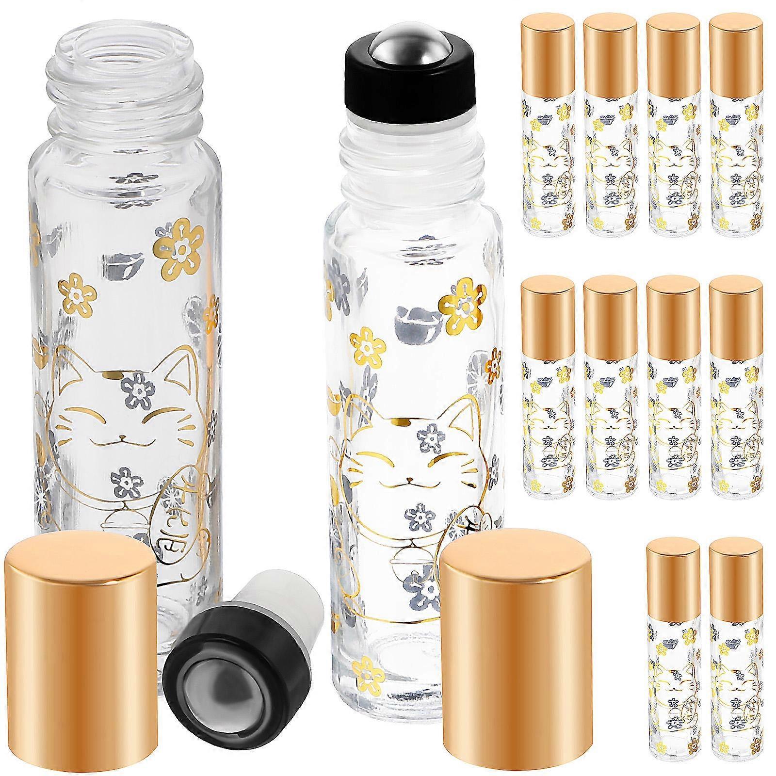 Glass Roller Bottles Essential Oil for Storage Use 12Pcs Cartoon Pattern