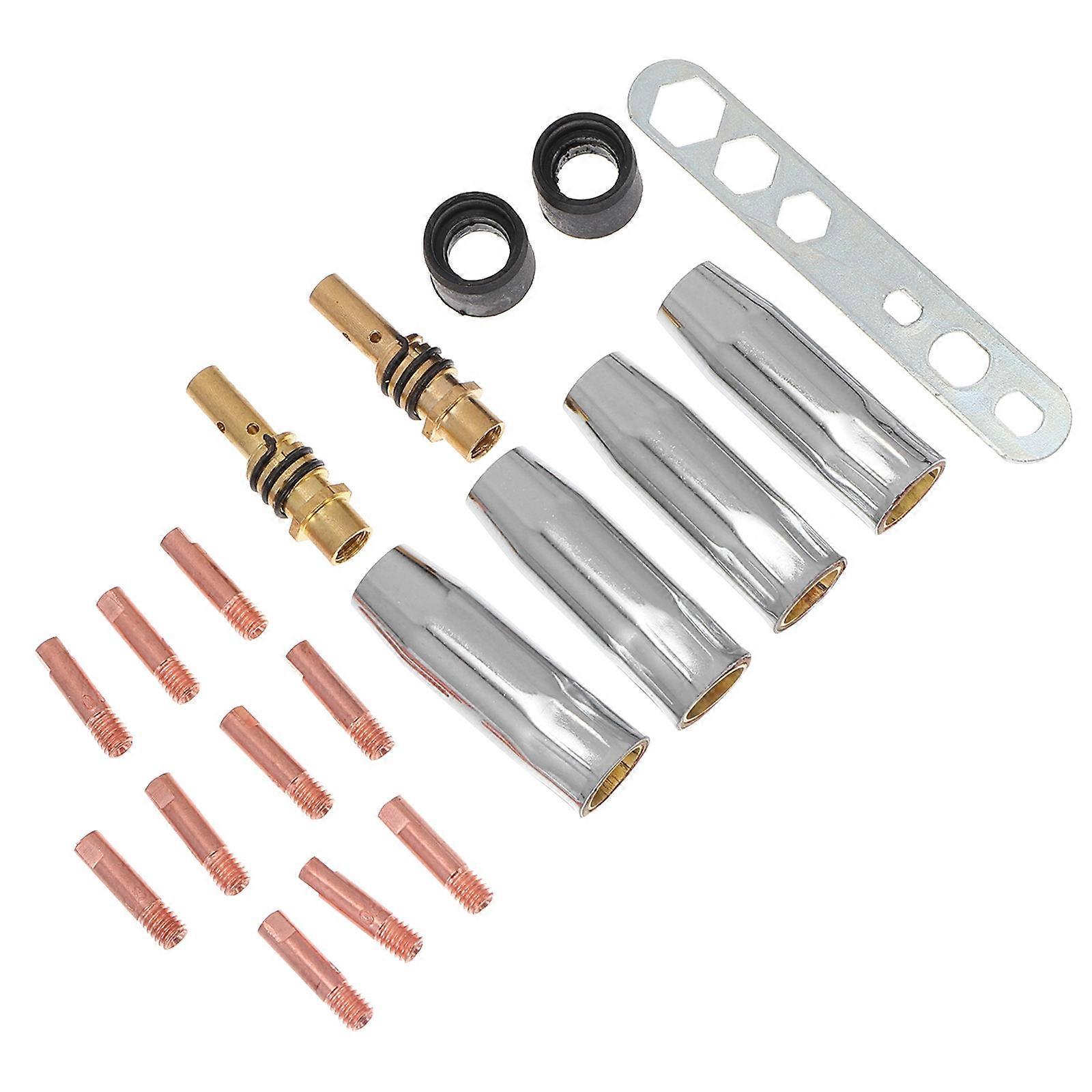 Welding Accessory Kit 19Pcs Set For Welders 0.8Mm Tip Nozzle Adapter Suitable For Welding Tasks Conductive Function Silver Color