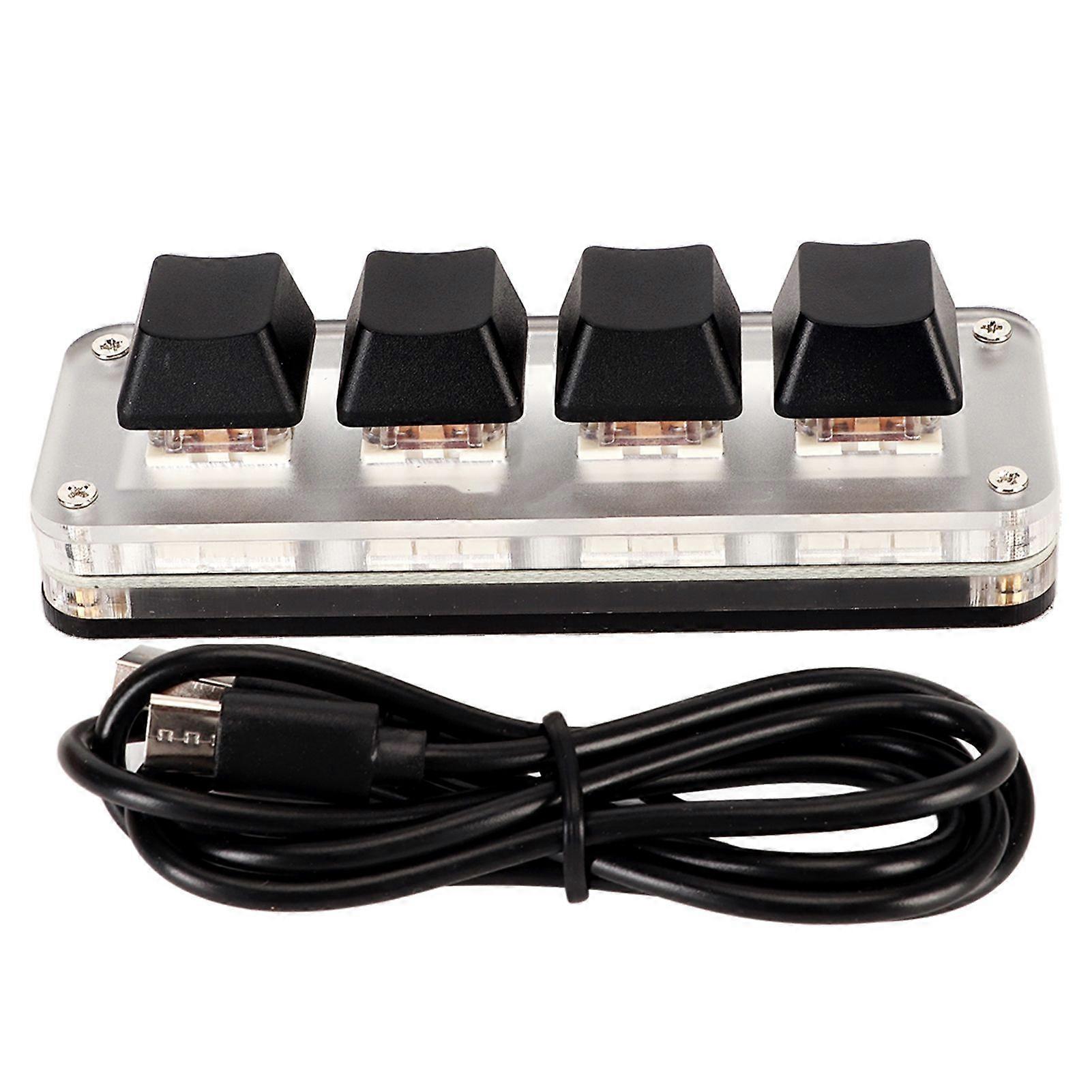 Red Switch Macro Keyboard Plug and Play Ergonomic Customized Knobs USB Mini Keypad for Desktop PC 4 Keys