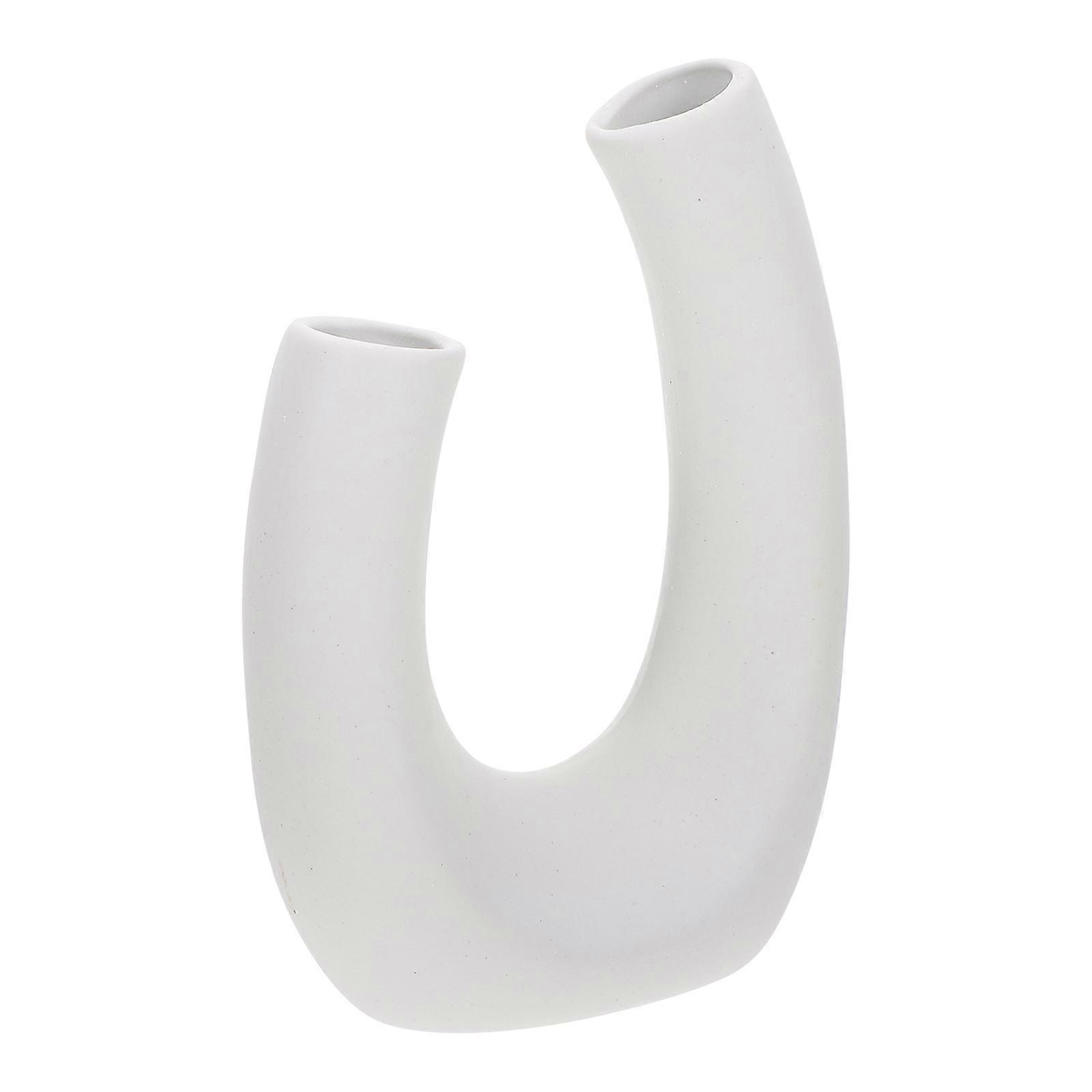 Floral Pot Ceramic Vase White for Storage Use 2Pcs Modern Design