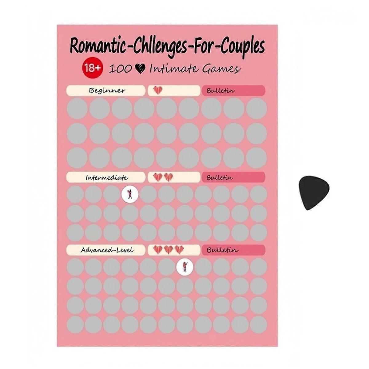 Love Games Scratch-Off Poster for Couples - 100 Challenge Date