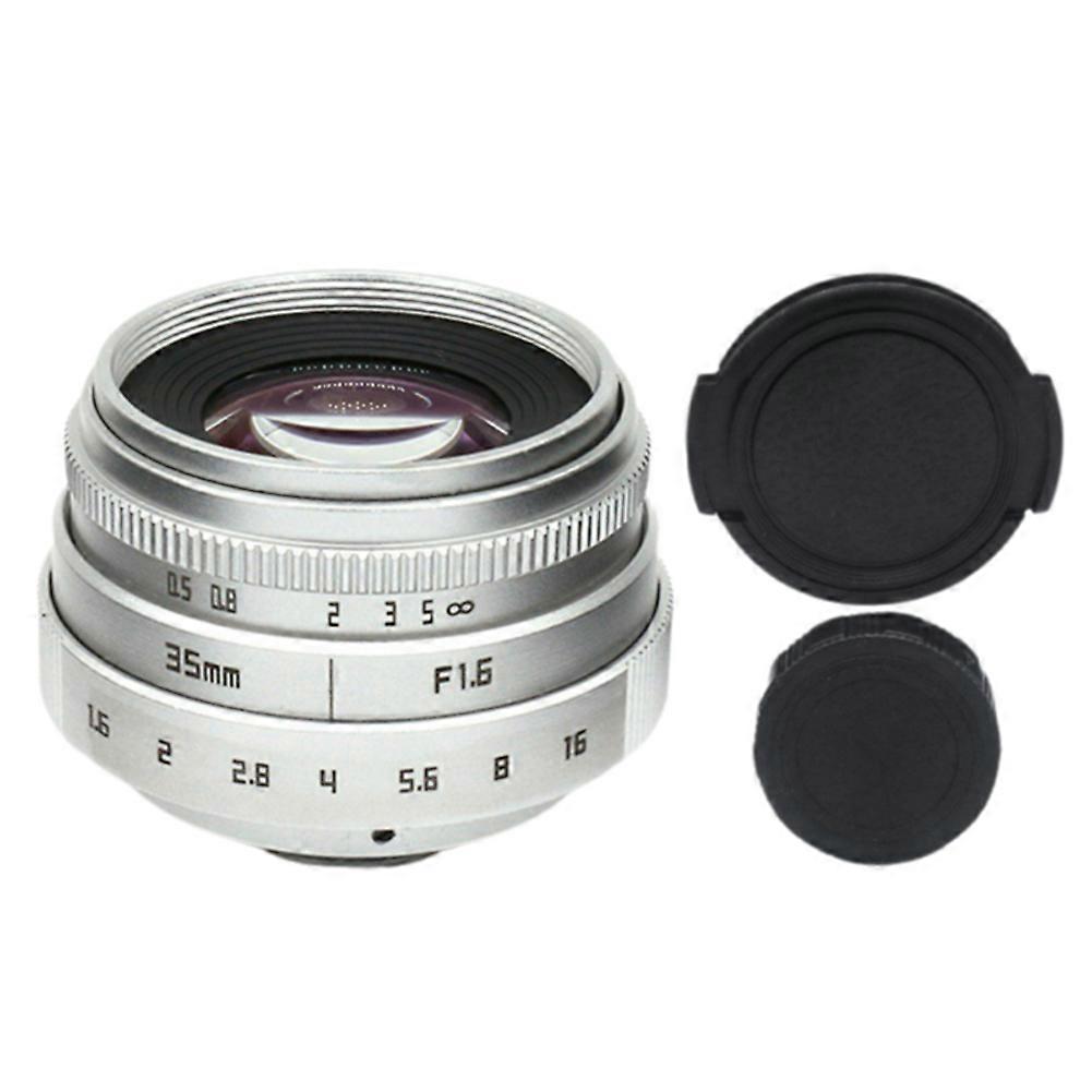 35mm F1.6 Camera Lens Large Aperture Manual Fixed Silver