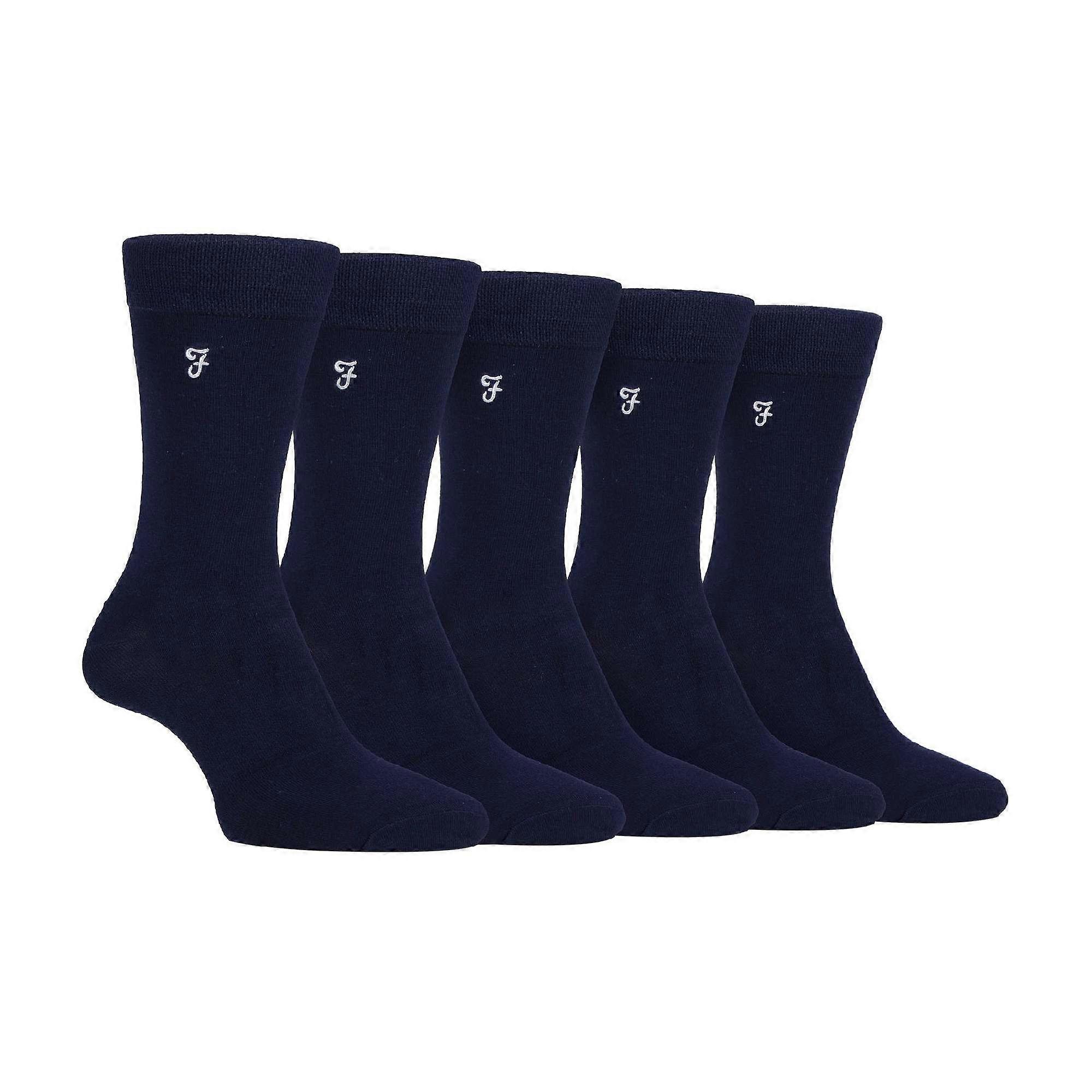 Farah - Mens 5 Pack Natural Bamboo Bright Patterned Socks