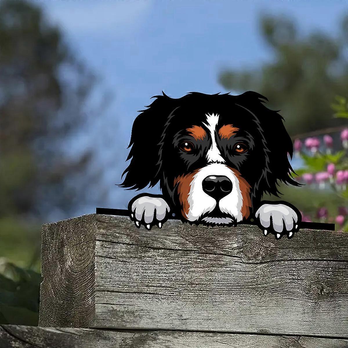 1PC Decorative Metal Dog Fence Decor Ornament Sculpture for Garden Backyard Patio