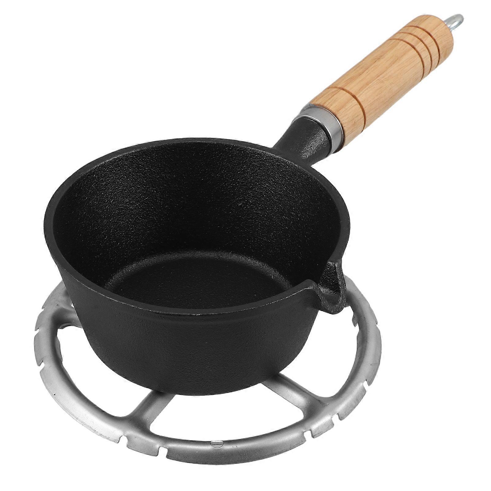 Mini Cast Iron Pan for Egg Frying with Wooden Handle Small Skillet