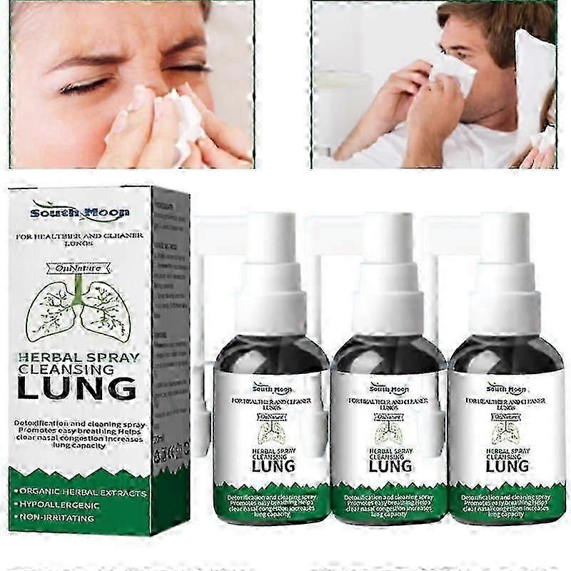 3x Bylinný Lung Cleanse Spray Mist-Powerful Lung Support Clean Inflammation Relief Spray Bylinný vřed Přestat kouřit 20ml Hrdlo