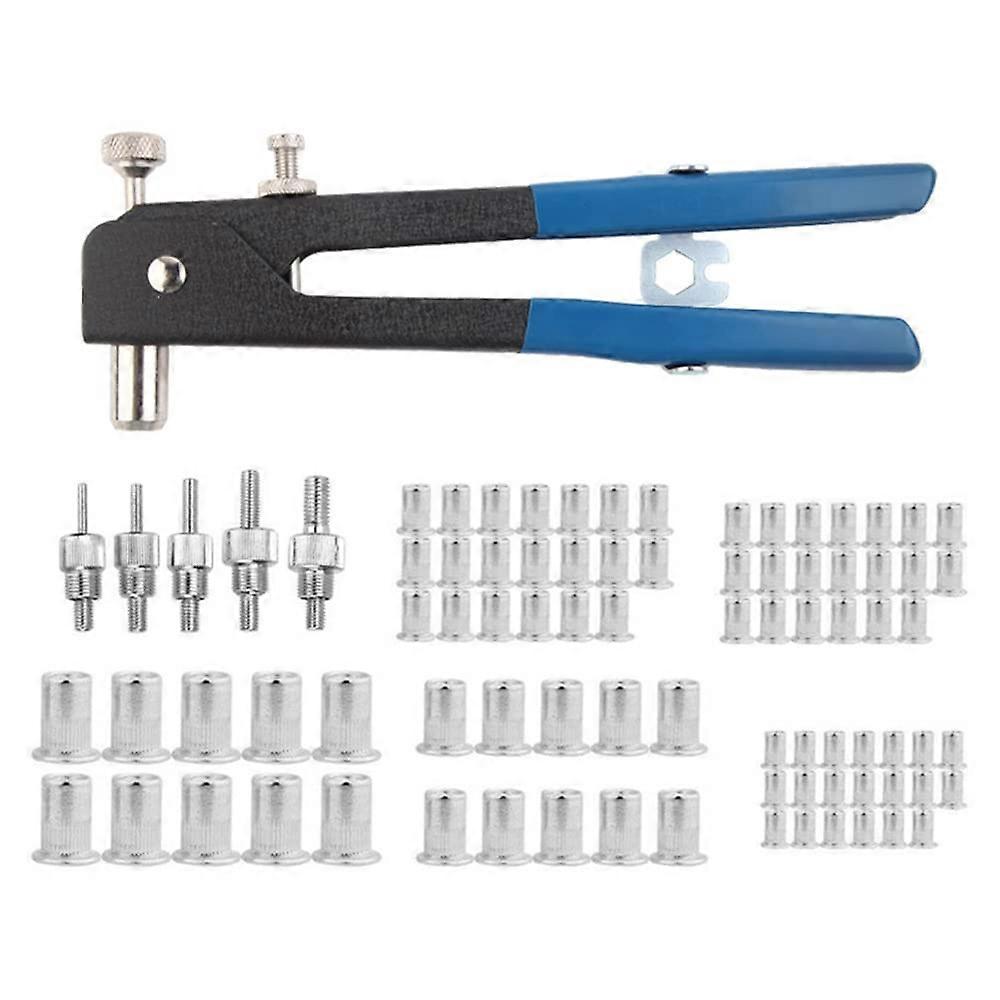 Rivet Nut Tool Kit 86 Pcs, Rivet Gun With Mandrel, Heavy Duty Hand Riveter For M3M8 Threaded Nuts, Furniture Car DIY
