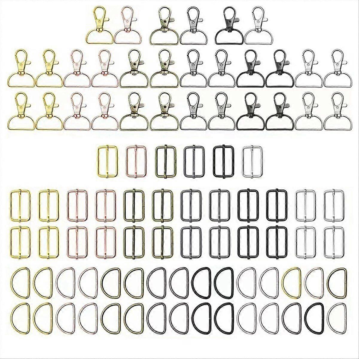 90 pc Swivel Clasps Snap Hooks and D Rings Keychain Clip Hook