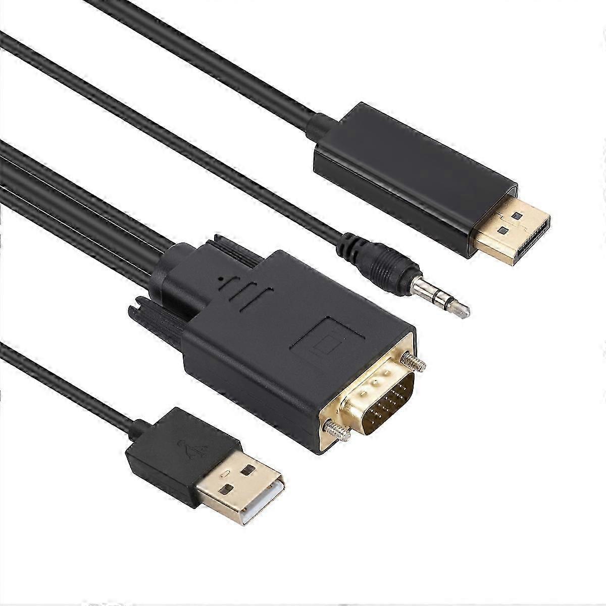 VGA-auf-DisplayPort-Adapterkabel mit Audioband-Netzteil, Länge: 1,8 m