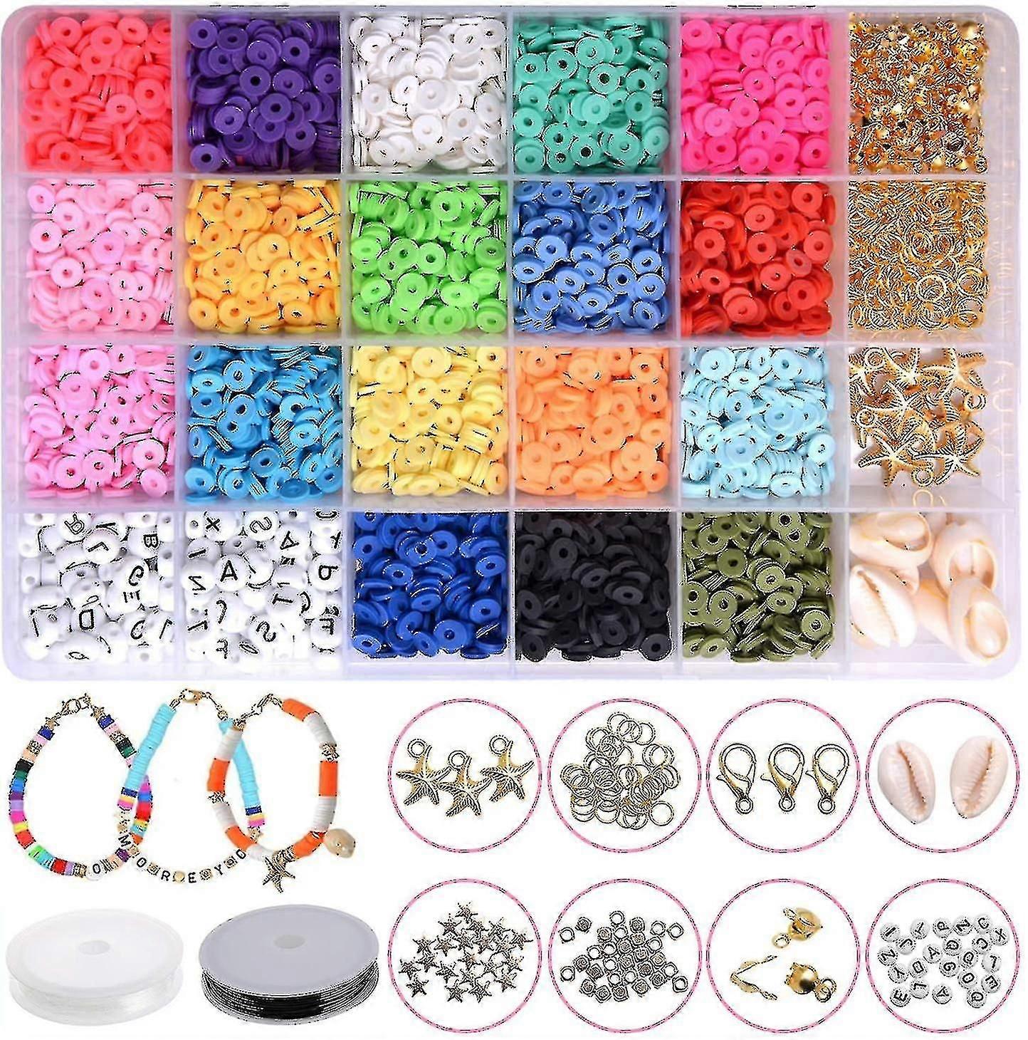 U Need 4500pcs Flat Polymer Clay Beads With 120 Letter Beads For Bracelets Making