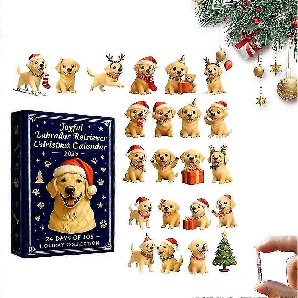 Labrador Christmas Advent Calendar 2025, 24 Days Countdown Set 2D Acrylic Decor
