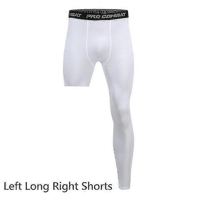 Men's Base Layer Compression Running Pants - Exercise Trousers with Cropped One-Leg Design for Sports