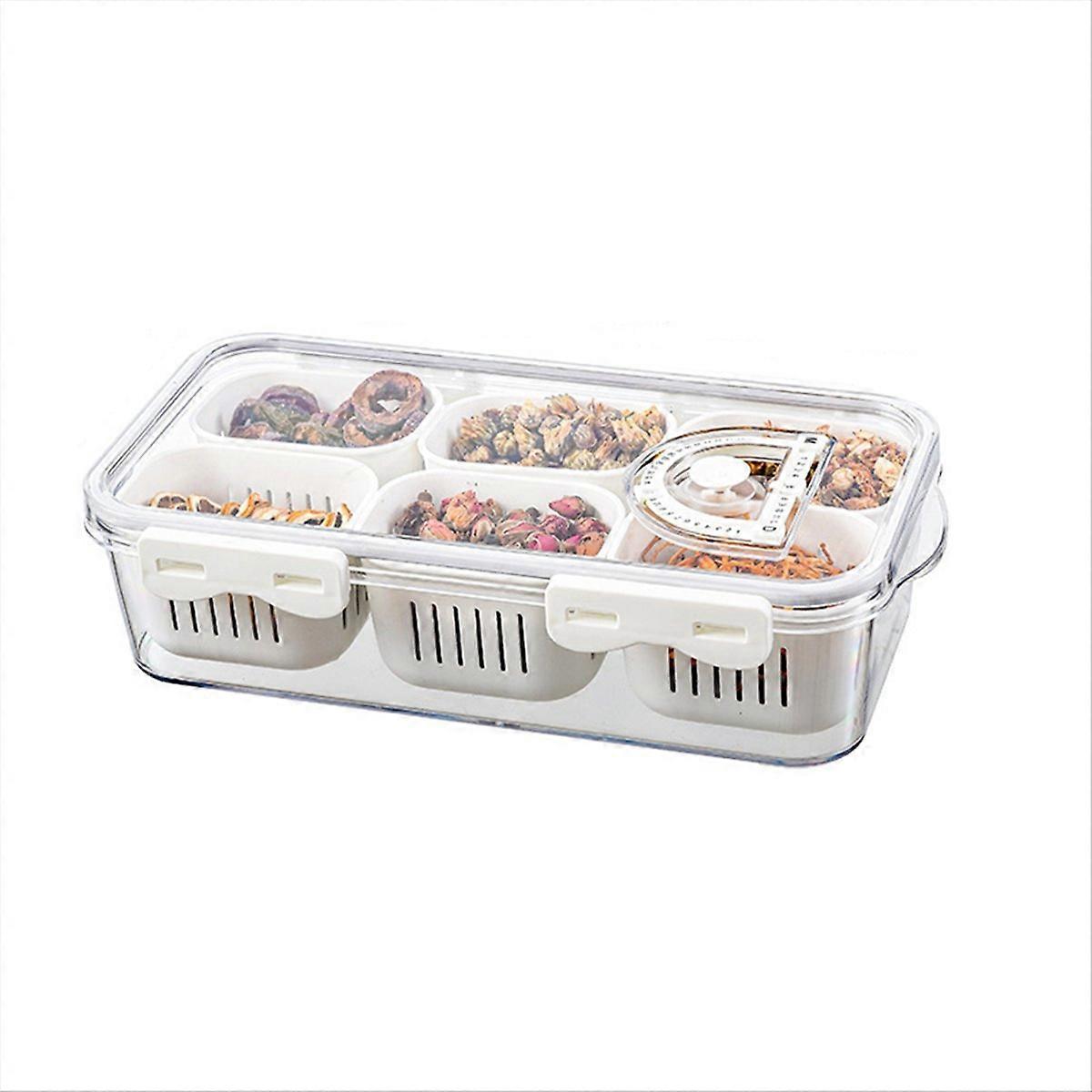 Vassoio per alimenti con coperchi, impilabile, snack box con 6 divisori