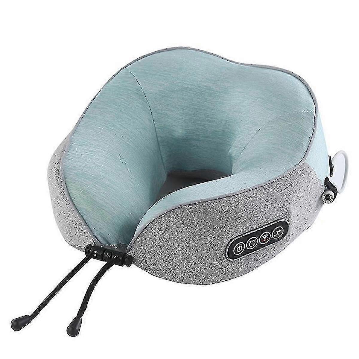 スマートネックマッサージャー、4つのキーU字型枕充電式(グリーン+グレー)