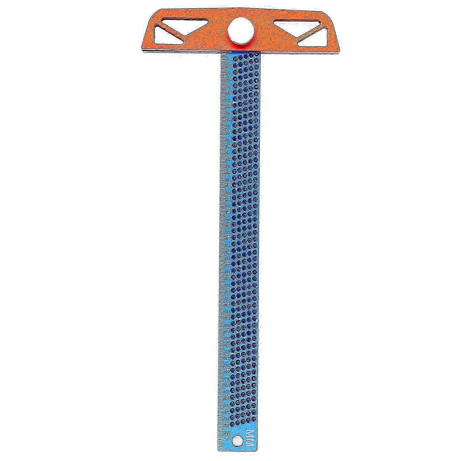 T Type Ruler Aluminum Alloy Material 2 Backboard 2 Usable Lengths Blue Adjustable Flexible Marking Woodworking Tool