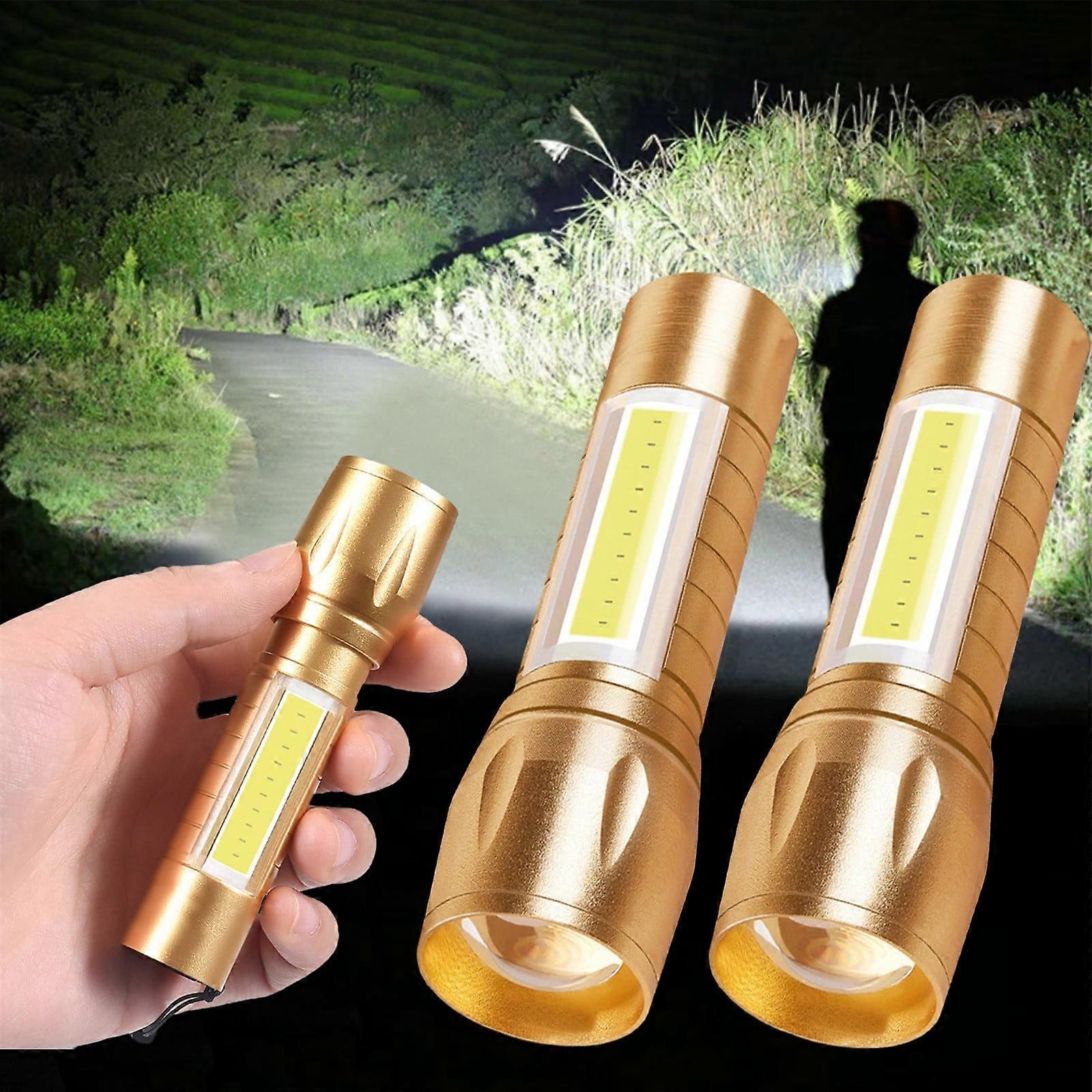Fnyoxu 2 Pack Aluminium Alloy LED Flashlight,Super Bright Flashlight,Zoomable,Rechargeable Flashlight,Powerful Handheld Flashlight