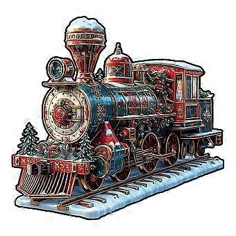 Drewniana zabawka-puzzle w kształcie pociągu świątecznego, gra logiczna o nieregularnych kształtach, skarbonka, prezent, gra łagodząca stres