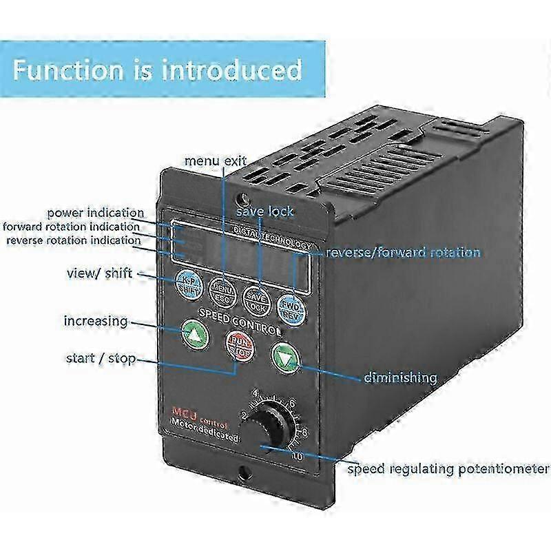 Frequency Converter for Motors: 3-Phase Output to Single-Phase 220V Input with Digital Display
