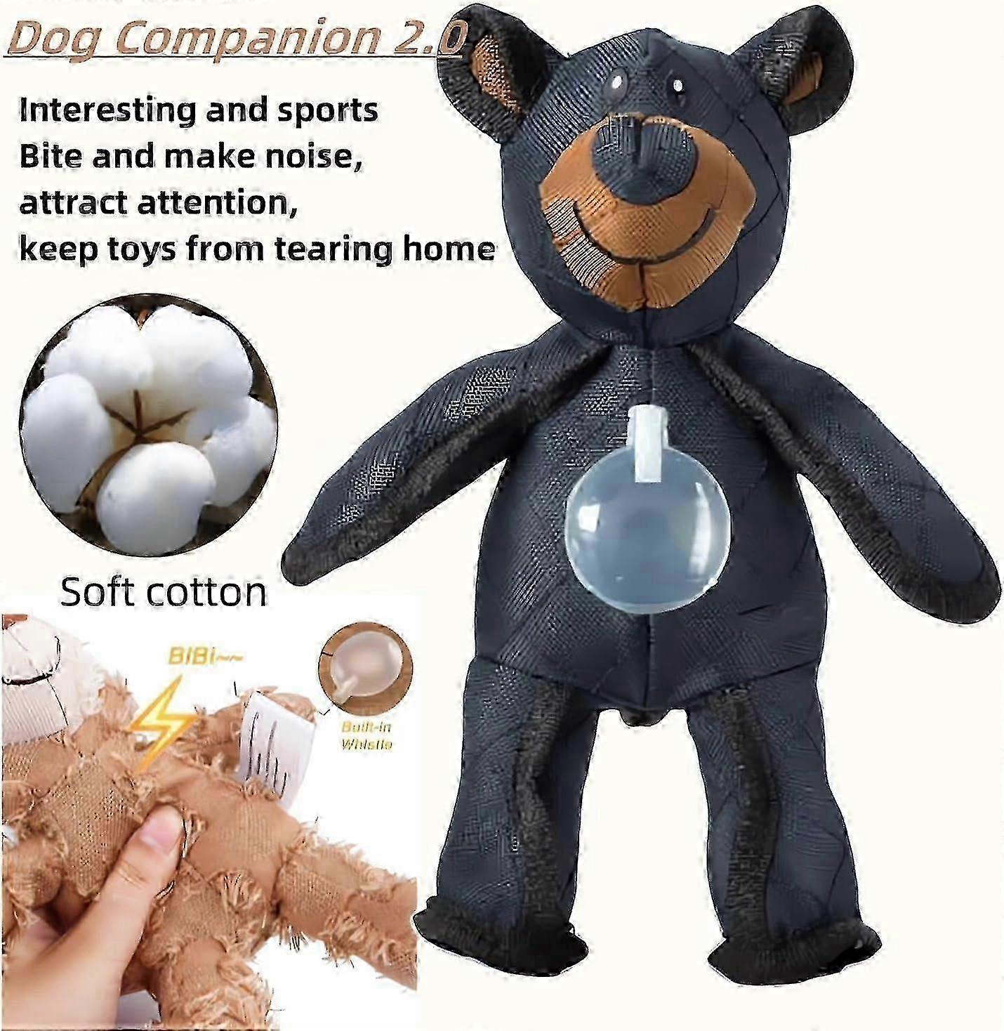 2er-Pack unzerstörbares Bären-Kauspielzeug für Hunde – Robustes, bruchfestes Design für aggressive Kauer (blau-rosa, extrem haltbar)