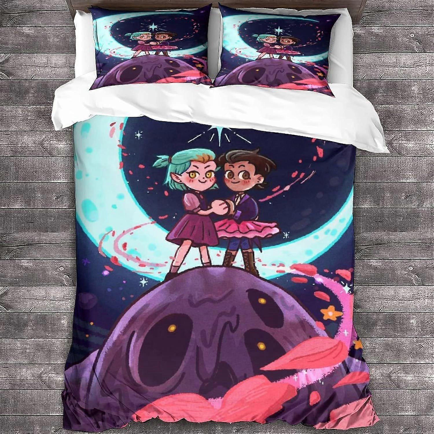 NOOFIE The Owl House Bedding Set Animação Edredom Capa Set Animação Colcha Capa Zíper macio com fronha King