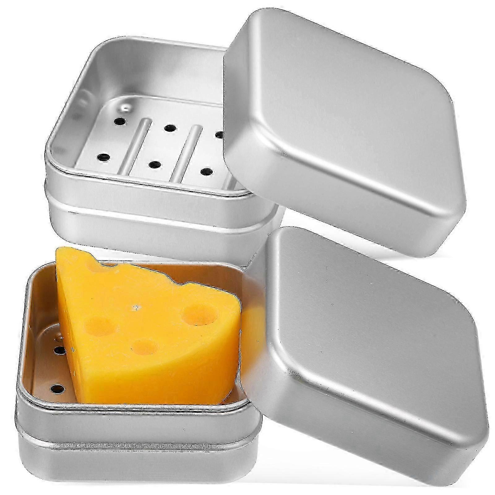 25-26 2 Pcs Soap Cases Soap Holder Travel Aluminum Bar Soap Travel Container Soap Box With Lid And Drain Strainer